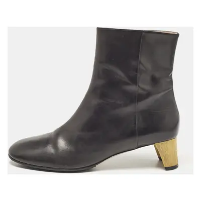 Gucci Black Leather Diamond Heel Ankle Boots Size 40.5