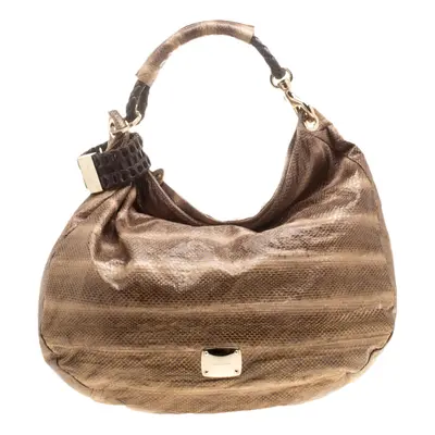 Jimmy Choo Beige Python Sky Bangle Hobo