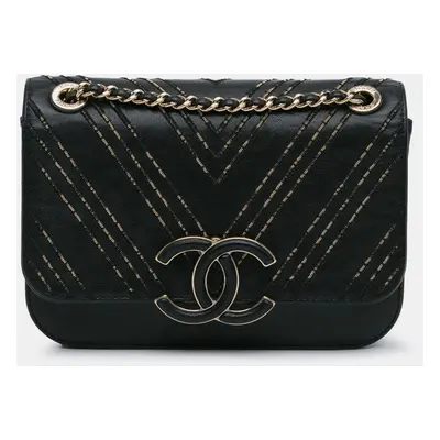 Chanel Black Small Lambskin Subtle Flap