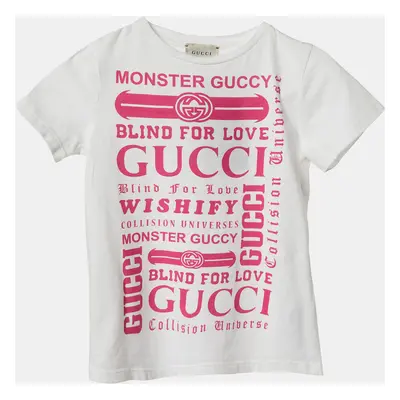 Gucci Kids White Logo Print Cotton T-Shirt Yrs