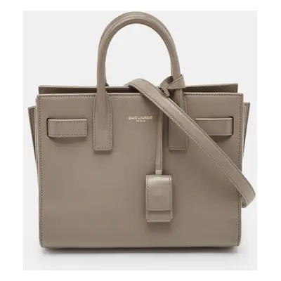 Saint Laurent Grey Leather Nano Classic Sac De Jour Tote