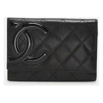 Chanel Black Quilted Leather Cambon Ligne Wallet