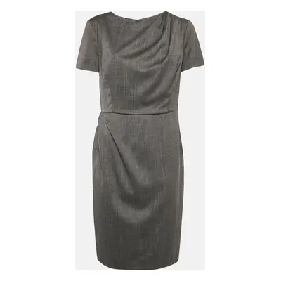 Armani Collezioni Grey Patterned Wool Sheath Dress