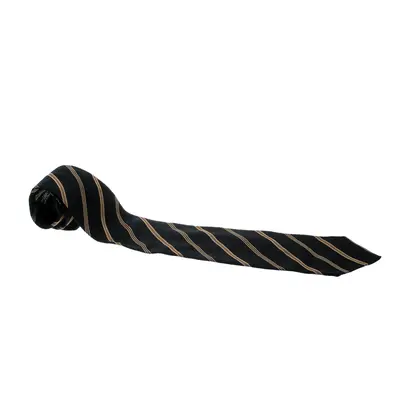 Giorgio Armani Cravatte Black and Beige Diagonal Striped Jacquard Traditional Tie