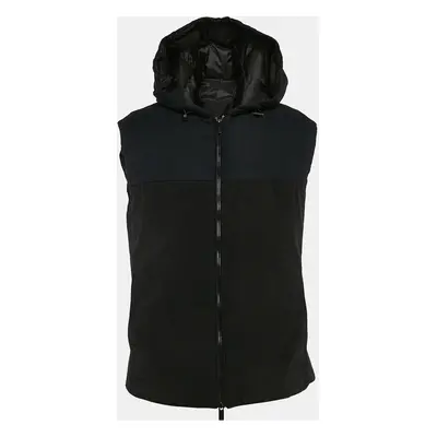 Armani Collezioni Black Synthetic Hooded Sleeveless Down Jacket