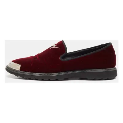 Giuseppe Zanotti Burgundy Velvet Slip On Smoking Slippers Size