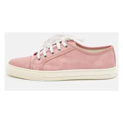 Gucci Pink GG Canvas and Leather Low Top Sneakers Size 38.5