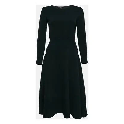 Maje Navy Blue Stretch Knit Shirring Waist Short Dress