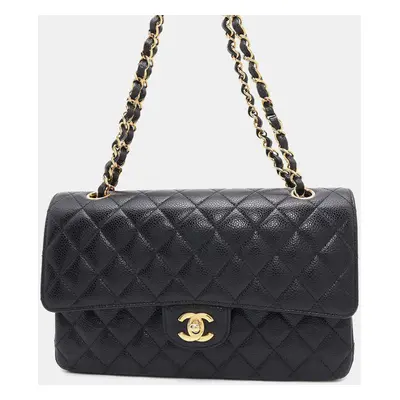 Chanel Black Caviar Leather Classic Double Flap Shoulder Bag