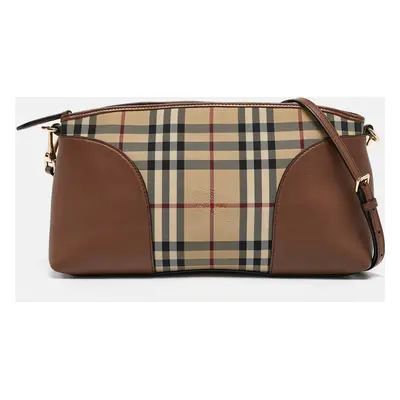 Burberry Brown/Beige House Check Canvas Chichester Crossbody Bag