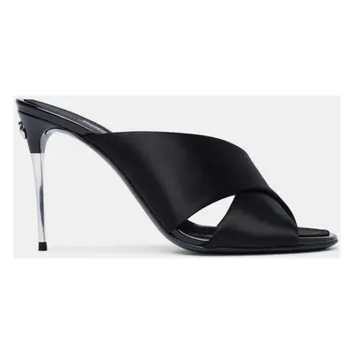 Dolce & Gabbana Black Leather Slide Sandals IT 37.5