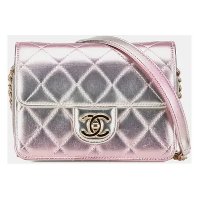 Chanel Pink Mini Metallic Lambskin Like a Wallet Flap Bag