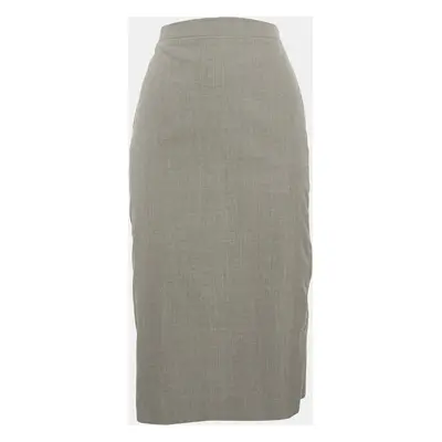 Fendi Grey Wool Zipper Detail Pencil Skirt