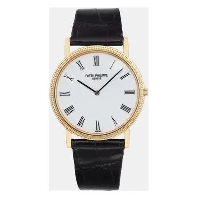 Patek Philippe Calatrava 18K Gold White Porcelain Dial Manual Wind Watch mm