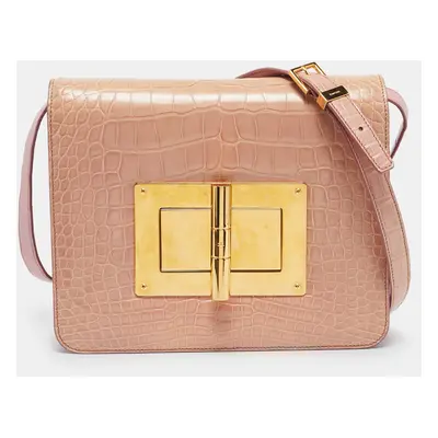 Tom Ford Old Rose Alligator Large Natalia Shoulder Bag