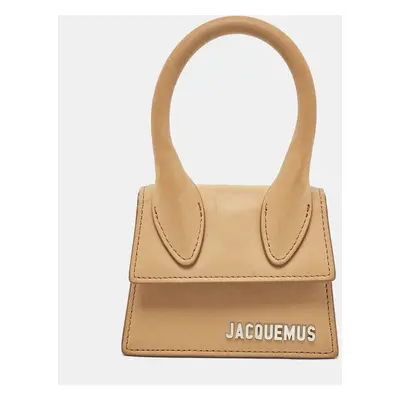 Jacquemus Brown Nubuck Leather Mini Le Chiquito Top Handle Bag