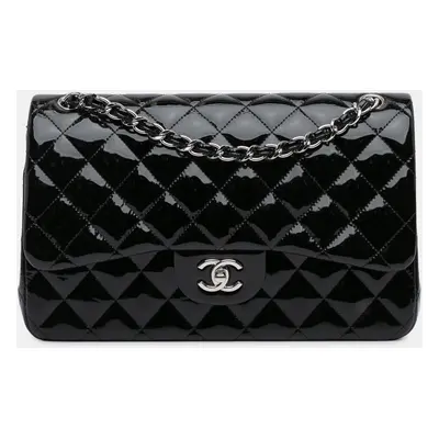 Chanel Black Jumbo Classic Patent Double Flap