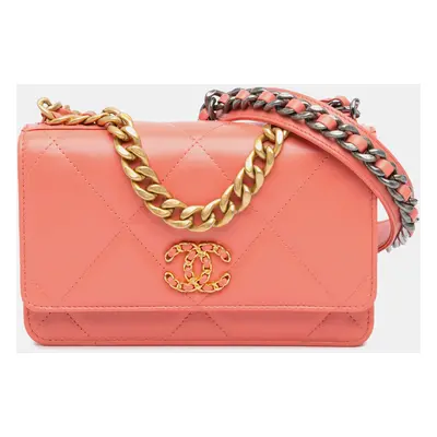 Chanel Pink Quilted Lambskin Wallet on Chain