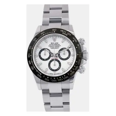 Rolex White Stainless Steel Cosmograph Daytona Automatic Men's Wristwatch mm