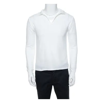 Yves Saint Laurent White Cotton Long Sleeve Polo T-Shirt