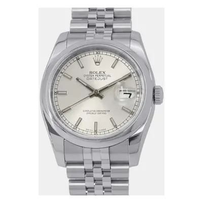 Rolex Silver Stainless Steel Datejust Automatic Men's Wristwatch mm