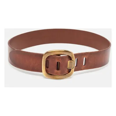 Dolce & Gabbana Brown Leather Buckle Belt 75CM