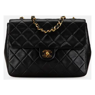 Chanel Black Lambskin Mini Square Classic Single Flap Bag