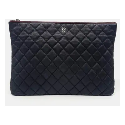 Chanel Black Leather Large Clutch