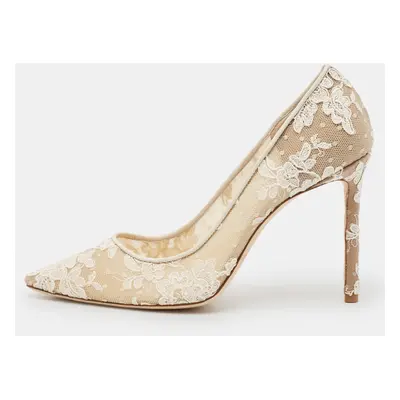 Jimmy Choo Ivory Floral Lace Romy Pumps Size