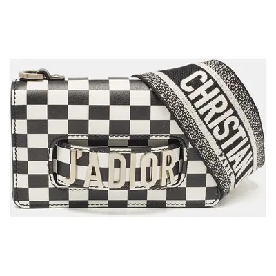 Dior Black/White Leather Miss J'Adior Checkered Crossbody Bag