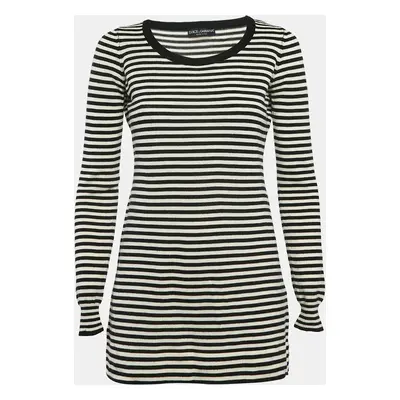 Dolce & Gabbana Black/White Stripe Long Sleeve Wool Sweater Top