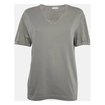 Dolce & Gabbana Underwear Grey Cotton V Neck Short Sleeve T-Shirt