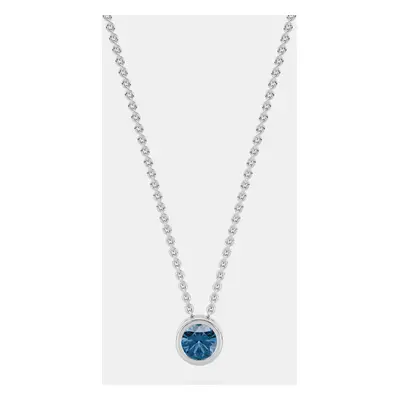 14K Single Blue Lab Grown Diamond Stone Bazel 18" Pendant With Chain (0.21 Ctw)