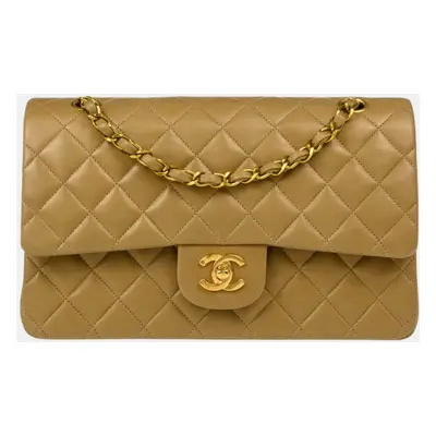 Chanel Brown Lambskin Leather Medium Classic Double Flap Shoulder Bag