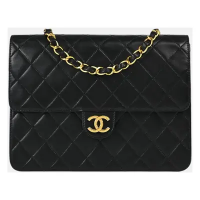 Chanel Black Lambskin Leather Medium Shoulder Bag