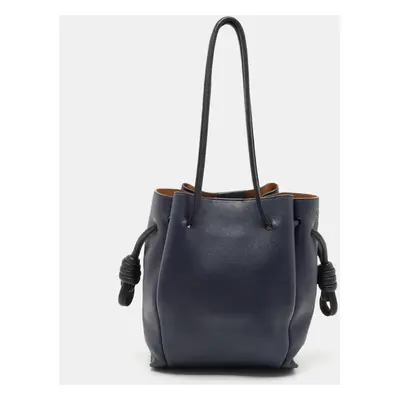 Loewe Midnight Blue/Black Leather Flamenco Knot Tote