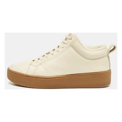 Bottega Veneta Cream Leather Lace Up Sneakers Size