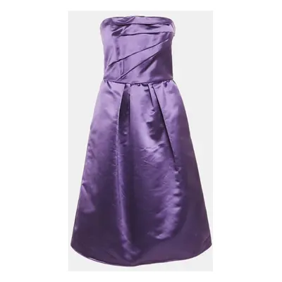 D&G Purple Satin Draped Strapless Short Dress