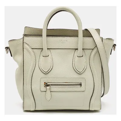 Celine Light Grey Leather Nano Luggage Tote