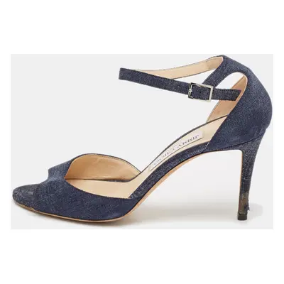 Jimmy Choo Navy Blue Denim Annie Ankle Strap Sandals Size