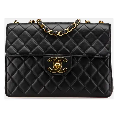 Chanel Black Lambskin Jumbo Classic Single Flap Bag