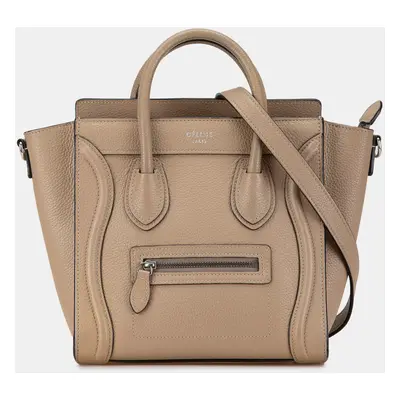 Celine Brown Nano Leather Luggage Tote