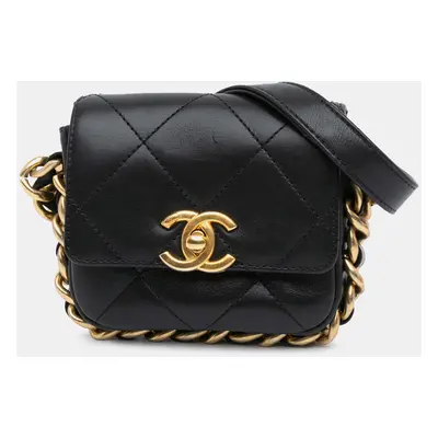 Chanel Black Mini Quilted Calfskin Framing Chain Flap Bag