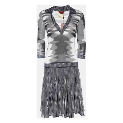 Missoni Black/White Patterned Jersey V Neck Short Dress