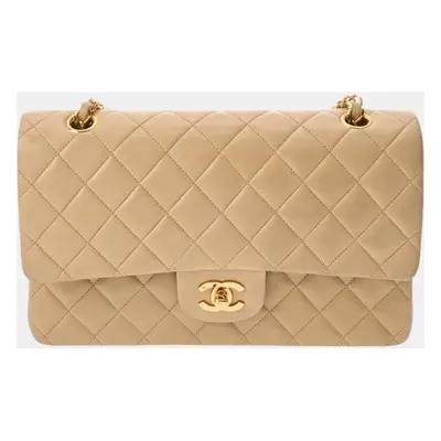 Chanel Chanel Matelasse Chain Shoulder Double Flap Beige Lambskin Bag