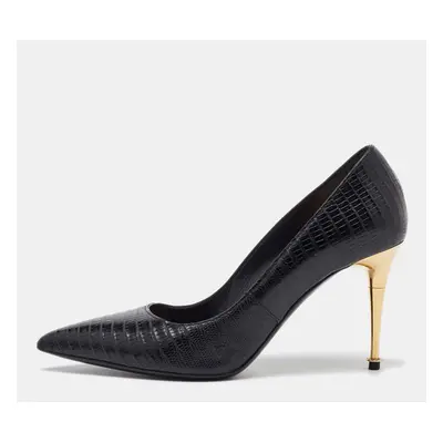 Tom Ford Black Lizard Leather Pointed Toe Pumps Size