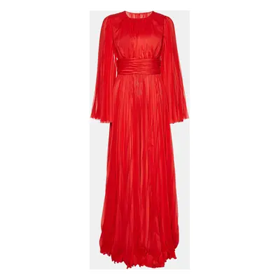 Dolce & Gabbana Red Chiffon Pleated Long Dress