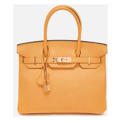 Hermès Jaune D' Or/Rose Pourpre Epsom Leather Gold Finish Birkin Bag