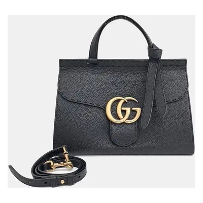 Gucci Black Leather GG Mamont Tote And Shoulder Bag