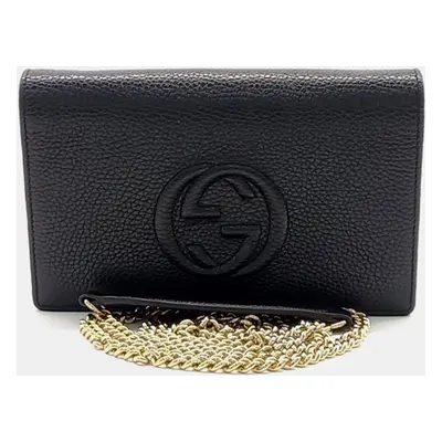 Gucci Black Leather Soho Chain Crossbody Bag